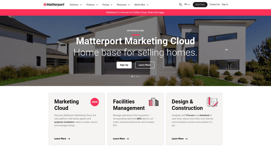 Matterport website screenshot
