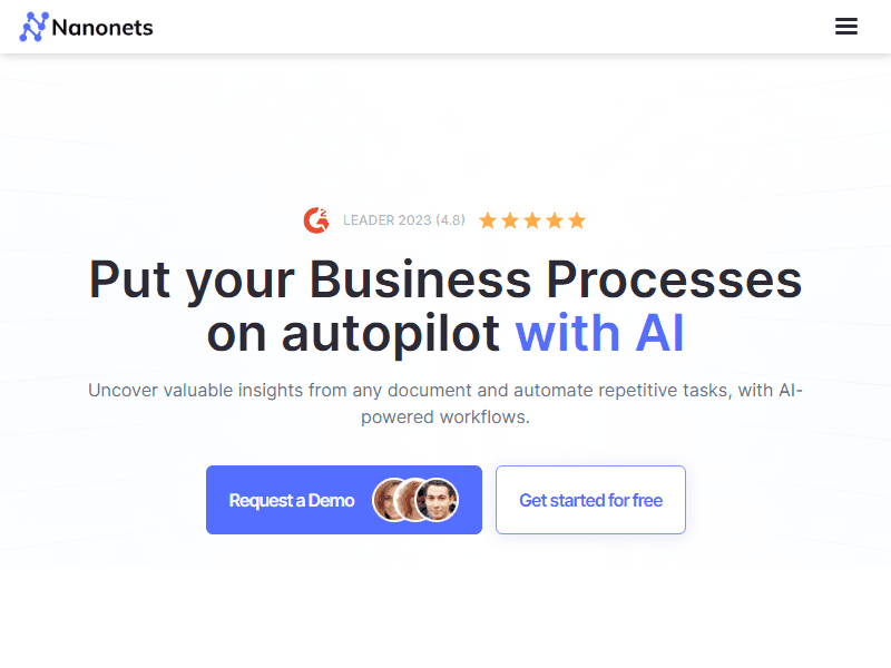 Nanonets website screenshot