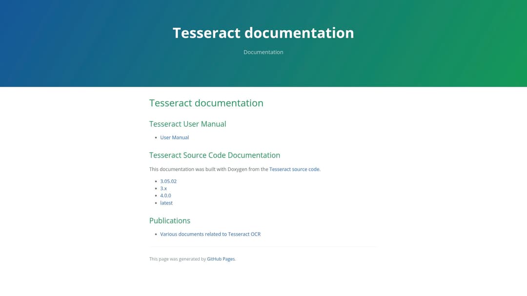 Tesseract OCR - open-source text recognition website screenshot